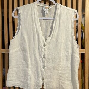 Talbots White Button Down Sleeveless Top